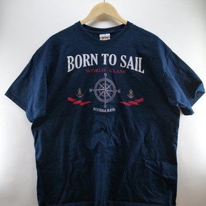 Vintage Born to sail world class riviera‎ maya Yacht club Size XL blue T shirt